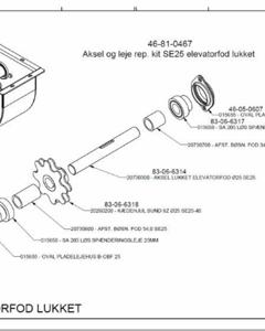 Shaft and bearing rep. kit, Elevator foot SE25 closed M&M
